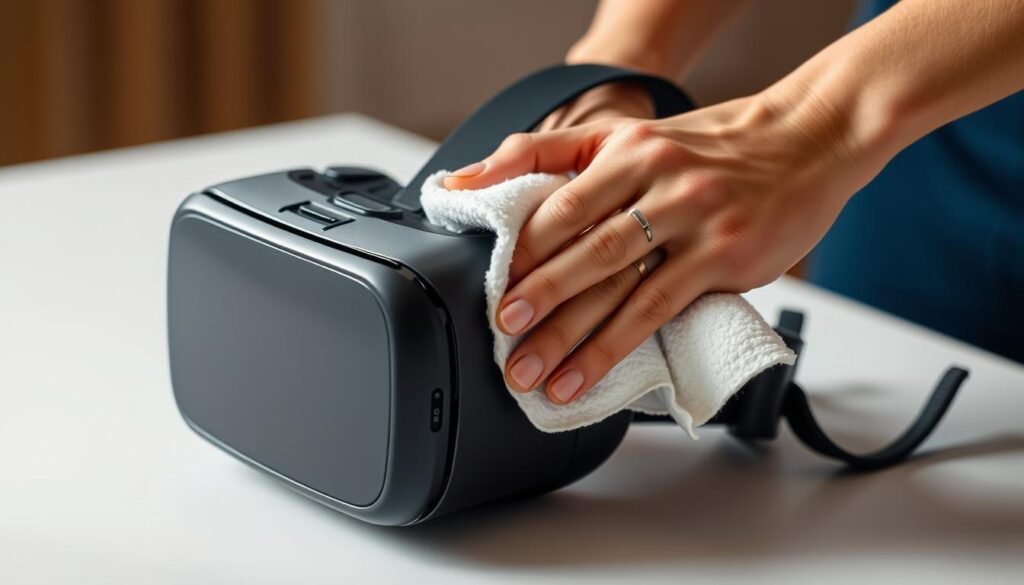 VR headset cleaning process