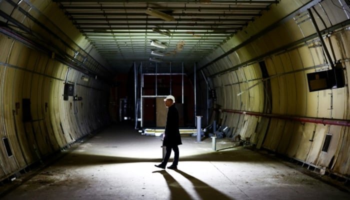 A worker in The London Tunnels in London in this undated image. — AFP